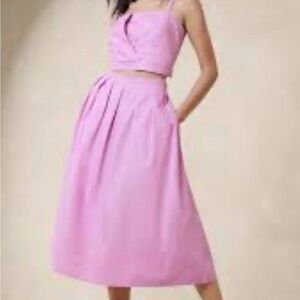 NWT Banana Republic Factory Poplin Pleated Lavender Midi Skirt - 10